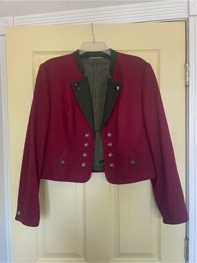 Original Trachten Austrian red wool jacket with embroidery